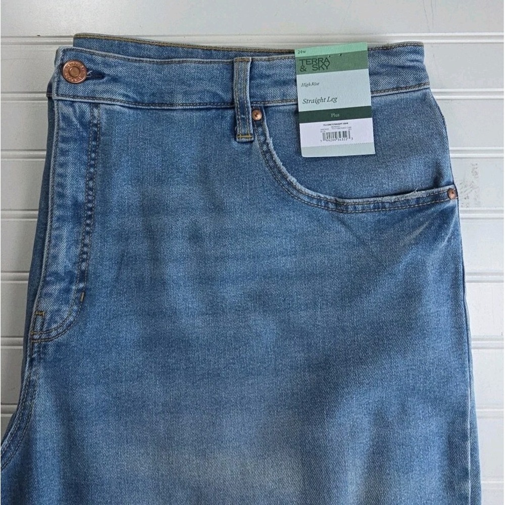 NWT Terra & Sky Women High Rise Straight Leg PLUS Jeans Stretch 26W NEW